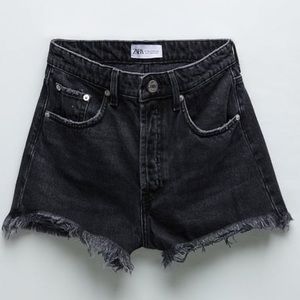 Zara frayed hi-rise denim shorts